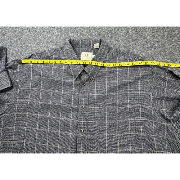 Viyella Wool Cotton Blend Flannel Sport Shirt Men 2XL XXL Plaid Check Gray Black - Picture 8 of 16